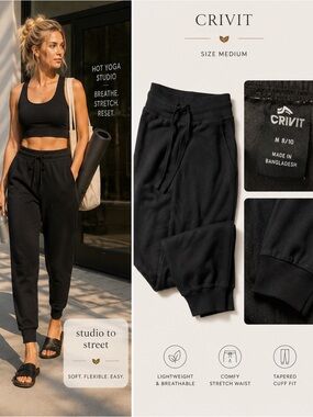Crivit Black High-Waist Jogger Pants